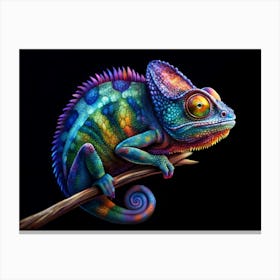 Colorful Chameleon On A Branch Canvas Print