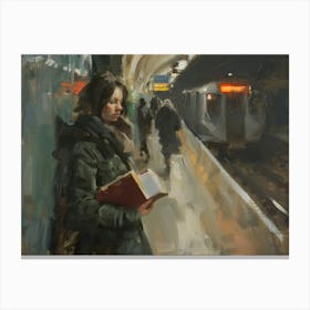 Girl Reading A Book 10 Canvas Print