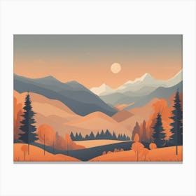 Misty mountains horizontal background in orange tone 52 Canvas Print