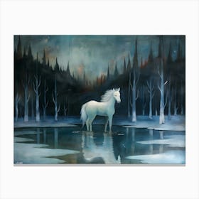 White Horse In The Snow Canvas Print