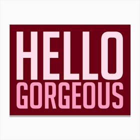 Hello Gorgeous Pink and Burgundy Canvas Print