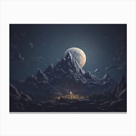 Moonlight Over A Mountain Canvas Print