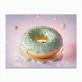 Captivating 3d Illustration Captures A Levitating Porcelain Donut Donning Shimmering Gold Sprinkles Canvas Print