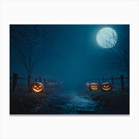 Haunting Halloween Greetings On A Misty Night (18) Canvas Print