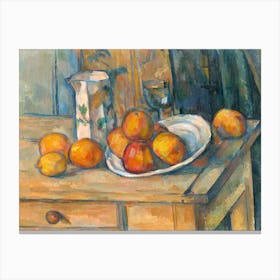 Still Life With Milk Jug And Fruit, Paul Cézanne Canvas Print