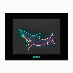Neon Sign Inspired Shark 4 Poster Canvas Print