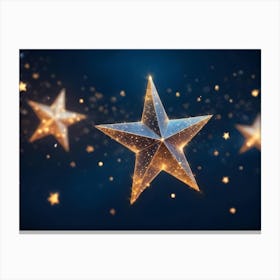 Abstract Image Of A Golden Star With A Textured, Sparkling Surface Floating Against A Dark Blue Background Canvas Print