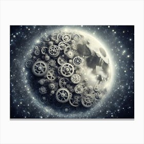 Moon With Gears Canvas Print