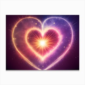 A Colorful Glowing Heart On A Dark Background Horizontal Composition 66 Canvas Print