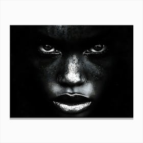 High contrast black and white portrait of a woman. Canvas Print