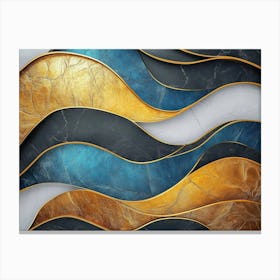 Gold And Blue Marble Background 1 Canvas Print