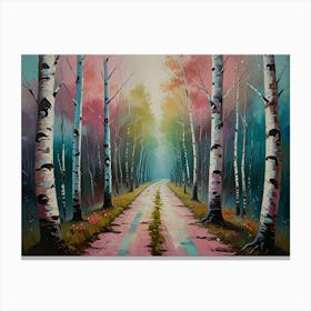 Birch Tree Road Canvas Print