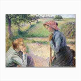 Two Young Peasant Women (1891–92), Camille Pissarro Canvas Print