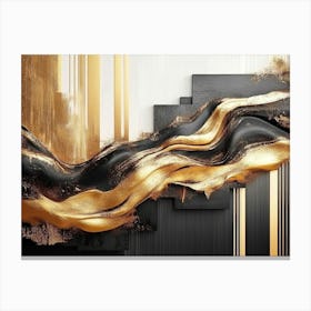 Abstract Golden And Black Shapes Canvas Print