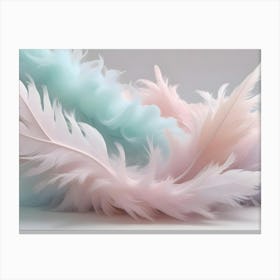 A Soft, Dreamy Image Of White Feathers With Pastel Hues Of Blue And Pink, Creating A Delicate And Airy Feel Canvas Print