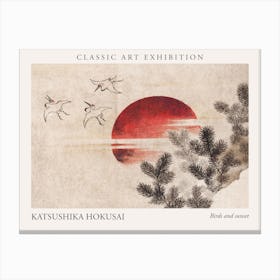 Birds And Sunset, Katsushika Hokusai Poster Canvas Print