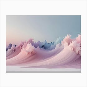 Abstract Image Of A Series Of Fluffy, Pink And Blue Waves, Resembling A Fantastical Landscape Or A Dreamlike Scene Canvas Print