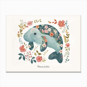 Little Floral Manatee 3 Poster Canvas Print