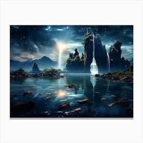 Waterfall In The Night Canvas Print