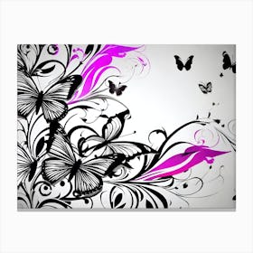 Butterflies And Vines 1 Canvas Print