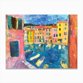 Rovinj From The Window View Painting 3 Canvas Print