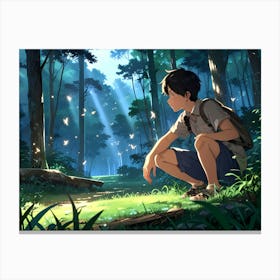 Anime Boy In The Forest Canvas Print