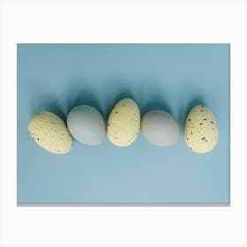 Eggs On A Blue Background 1 Canvas Print