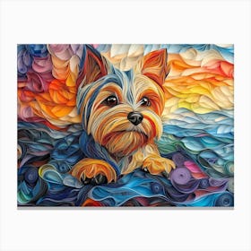 Yorkshire Terrier Paper Quilling Dog Portrait Canvas Print