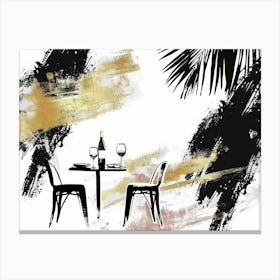 Black And Gold Dining Table Canvas Print