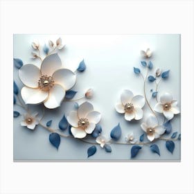 3d Artwork Illustration Flowers White Background 2 Canvas Print