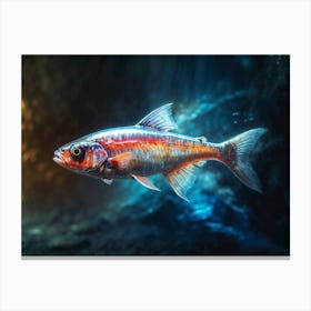 Neon Tetra Fish Chalk Style Canvas Print