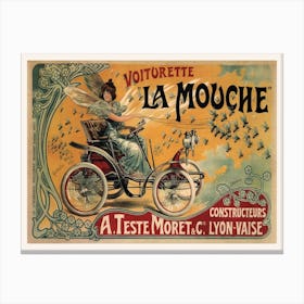 Vintage Advertising Poster Of A French Car Canvas Print