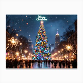 Christmas Tree In The City Canvas Print