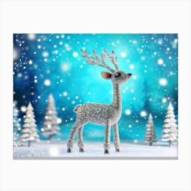 Robotic Deer Whimsical Design Integrates Teal And Iridescent Accents Surrounded By A Frosty Ench Canvas Print