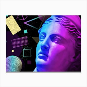 Artemis - Ancient neon gods (synthwave/vaporwave/retrowave/cyberpunk) — aesthetic poster Canvas Print