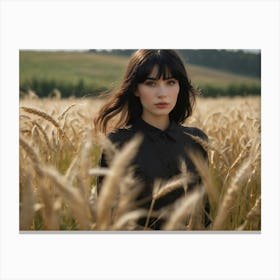 Young Woman In A Wheat Field Canvas Print