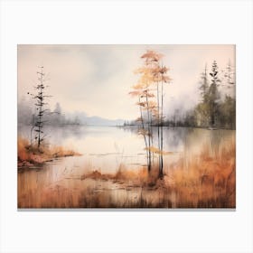A Painting Of A Lake In Autumn 44 Canvas Print