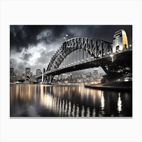 Black And White Photograph Sydney Harbour Bridge Canvas Print