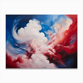 Abstract Surrealist Painting Capturing Red And White Clouds In Erratic Motion Blending Of Colors Wi Canvas Print