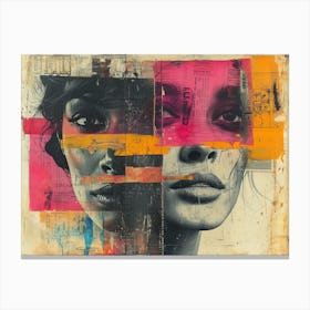 Analog Fusion: A Tapestry of Mixed Media Masterpieces The Face Of A Woman' Canvas Print