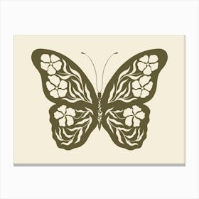 Folk Art Butterfly 01 - Woodland Green Canvas Print