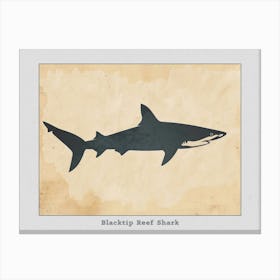 Blacktip Reef Shark Silhouette 2 Poster Canvas Print