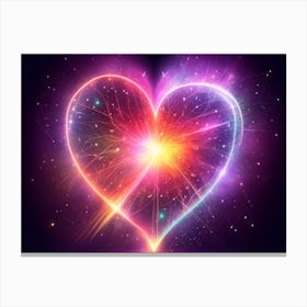 A Colorful Glowing Heart On A Dark Background Horizontal Composition 41 Canvas Print