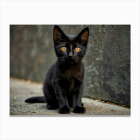 Black Cat With Yellow Eyes 1 Canvas Print