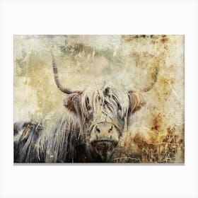 Cow Highland Illustration Art 03 Canvas Print