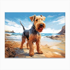 Terrier On The Beach Canvas Print