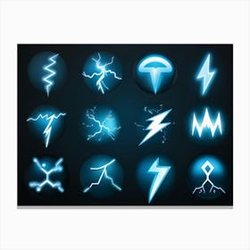 A Collection Of Modern Lightning And Energy Icons Dynamic Curves Emulating The Flow Of Electricity (4) Canvas Print