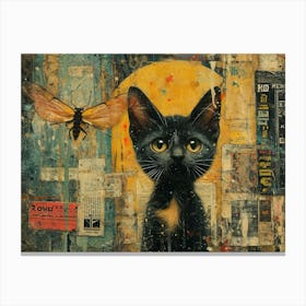 The Rebuff: Ornate Illusion in Contemporary Collage. Cat And Moth Canvas Print