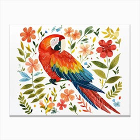 Little Floral Macaw 1 Canvas Print