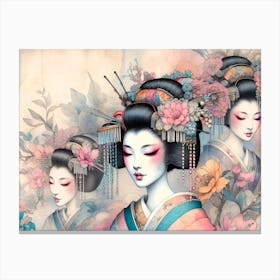 Japan Traditional Geisha Illustration By Ad 57 Canvas Print